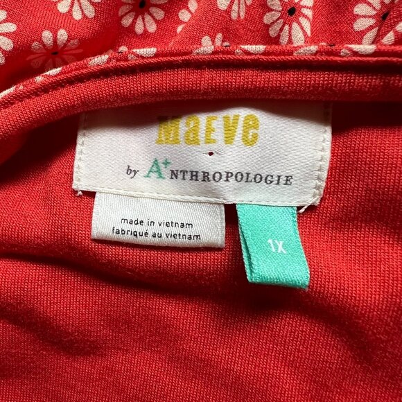 Maeve Anthropologie Size 1X Tangerine Orange Brianne Floral Cowl Neck Midi Dress - Picture 10 of 16